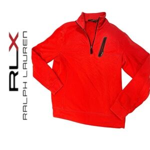 RLX Ralph Lauren Men’s Red Quarter Zip Sweatshirt - Size L‎